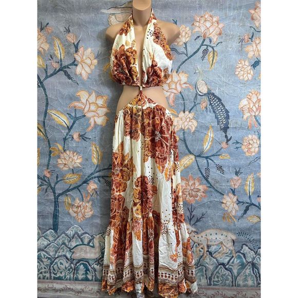 Anthropologie Farm Rio Cutout Floral Maxi Dress - Picture 6 of 9